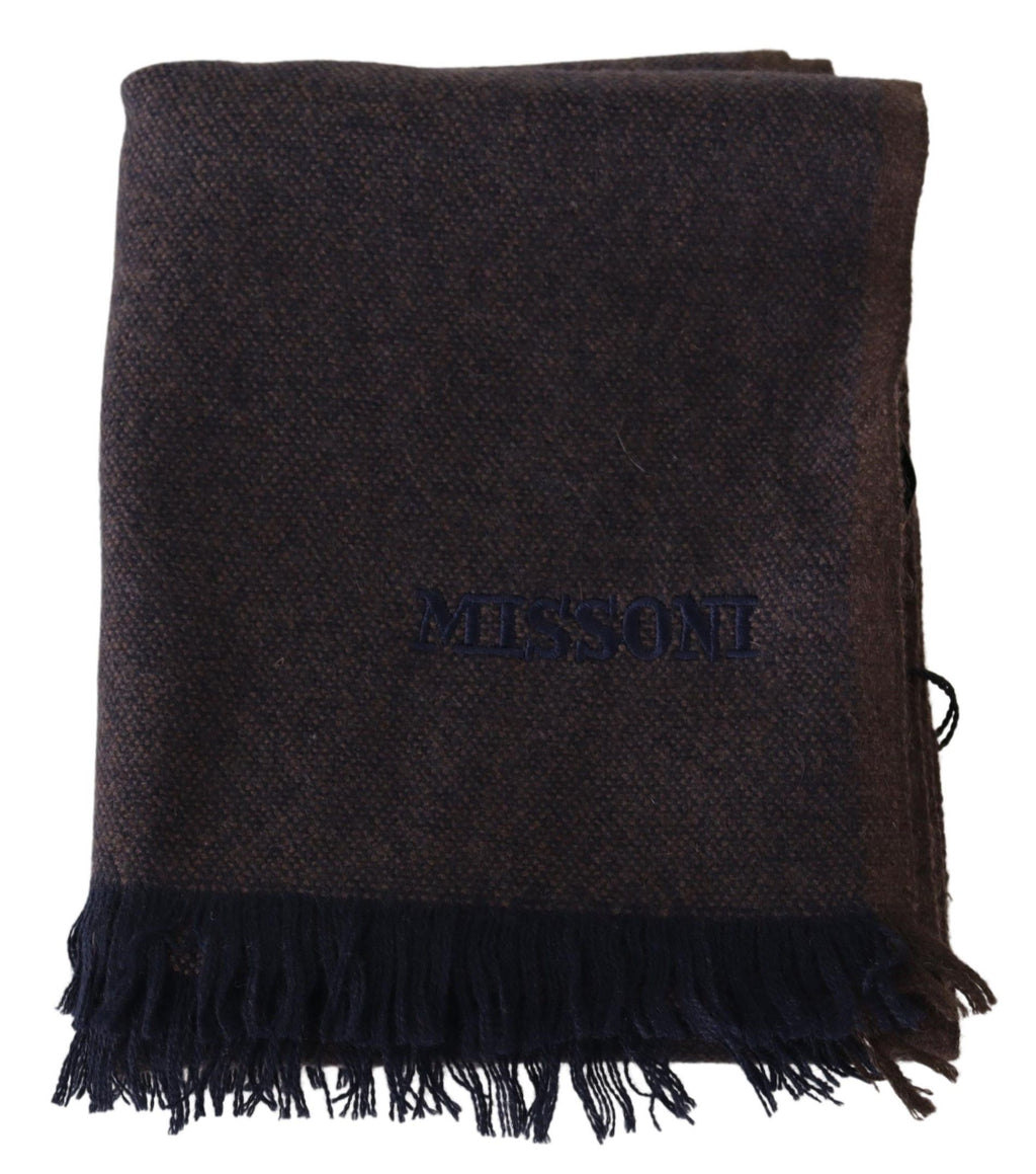 Missoni Brown 100% Cashmere Unisex Neck Wrap Fringe Scarf
