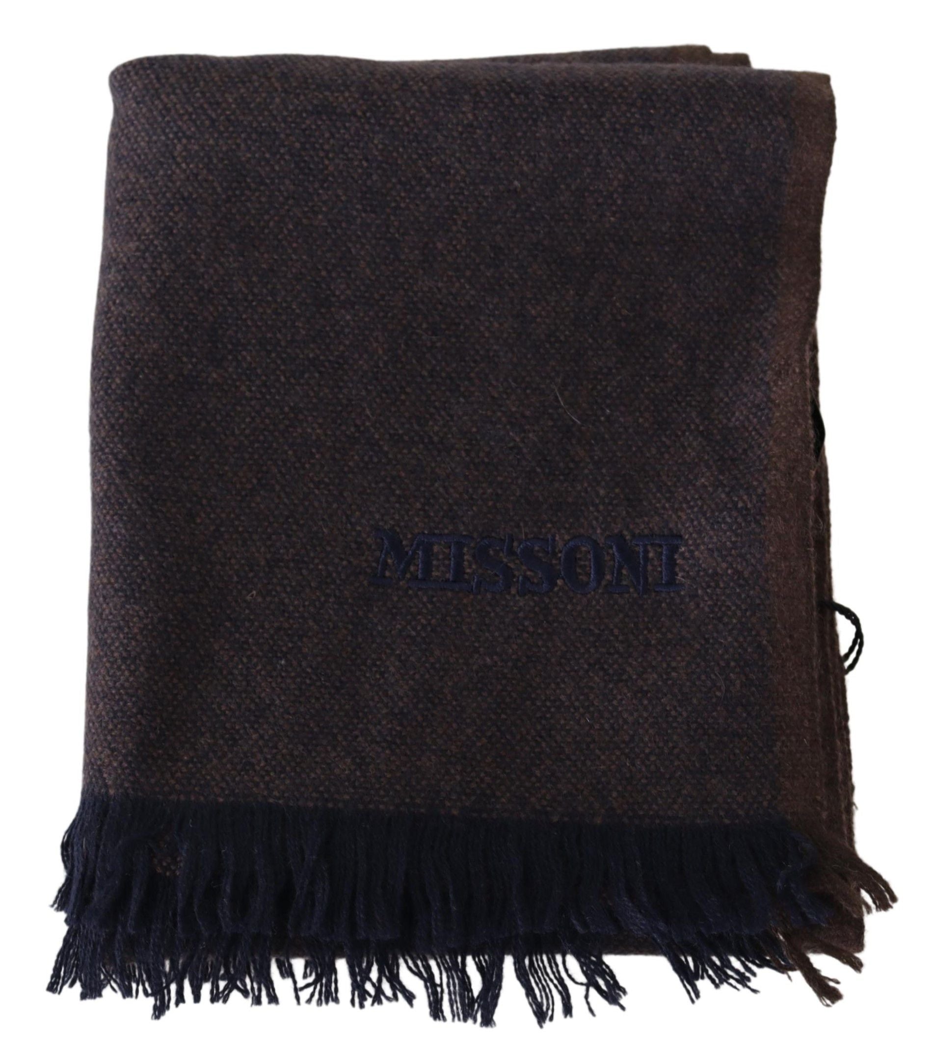 Missoni Brown 100% Cashmere Unisex Neck Wrap Fringe Scarf
