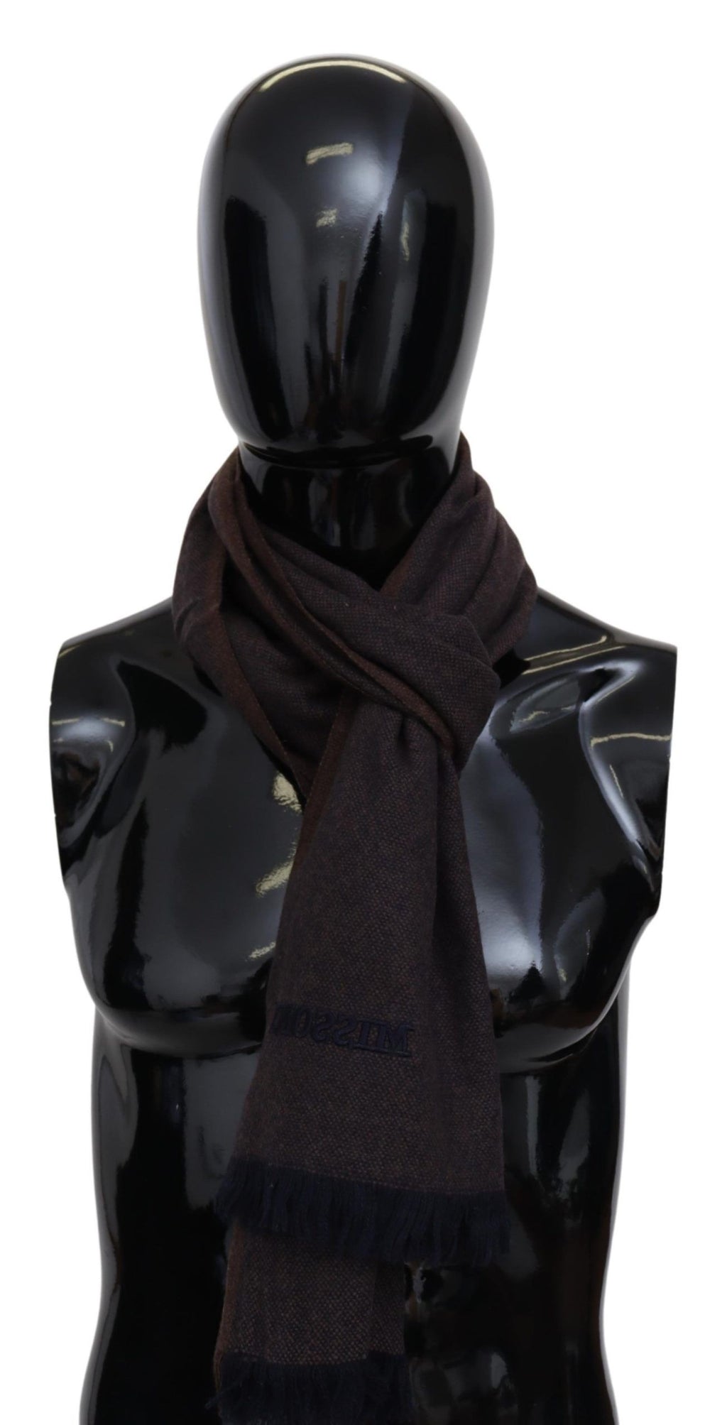 Missoni Brown 100% Cashmere Unisex Neck Wrap Fringe Scarf