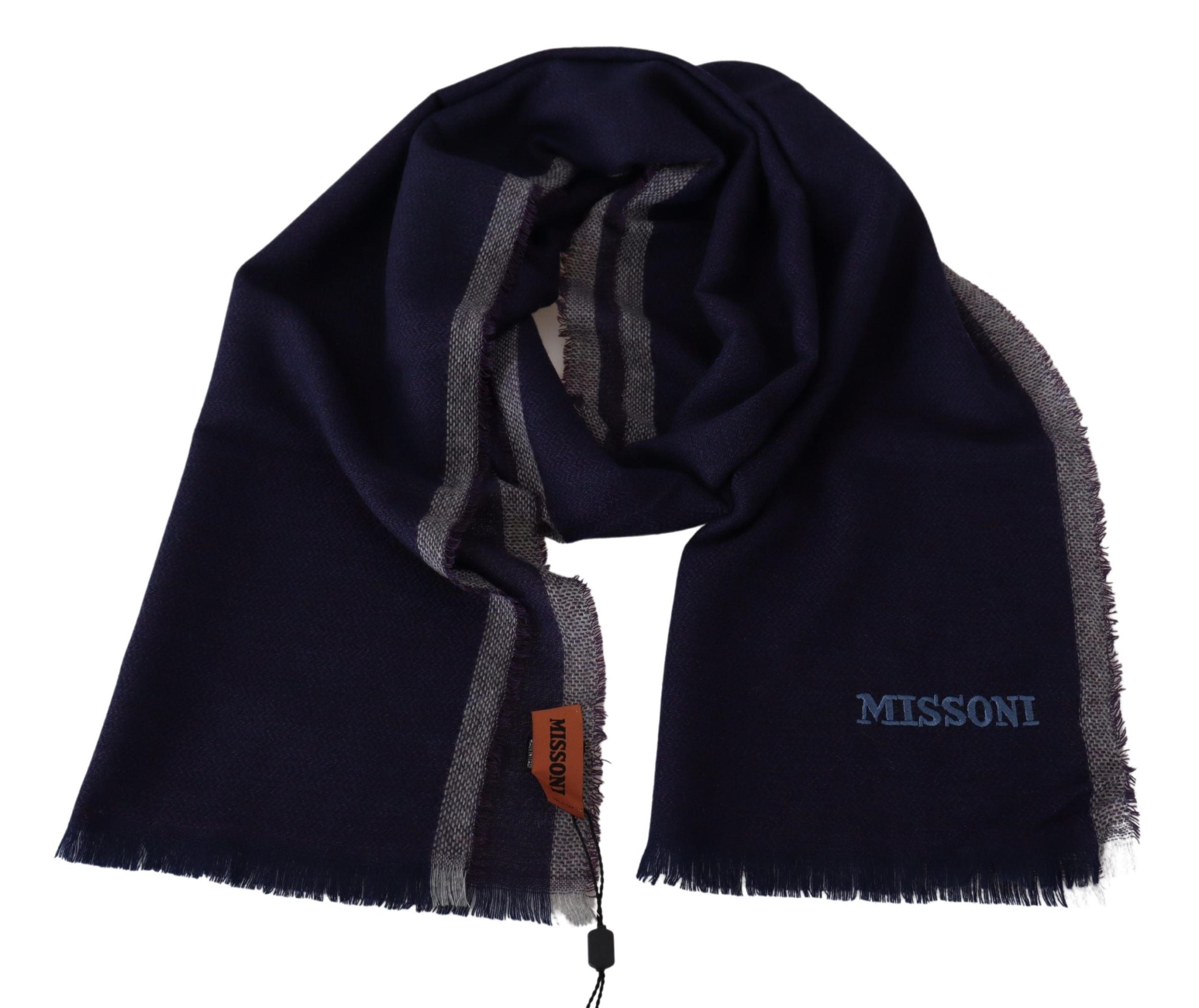 Missoni Multicolor Striped Wool Unisex Wrap Fringe Scarf