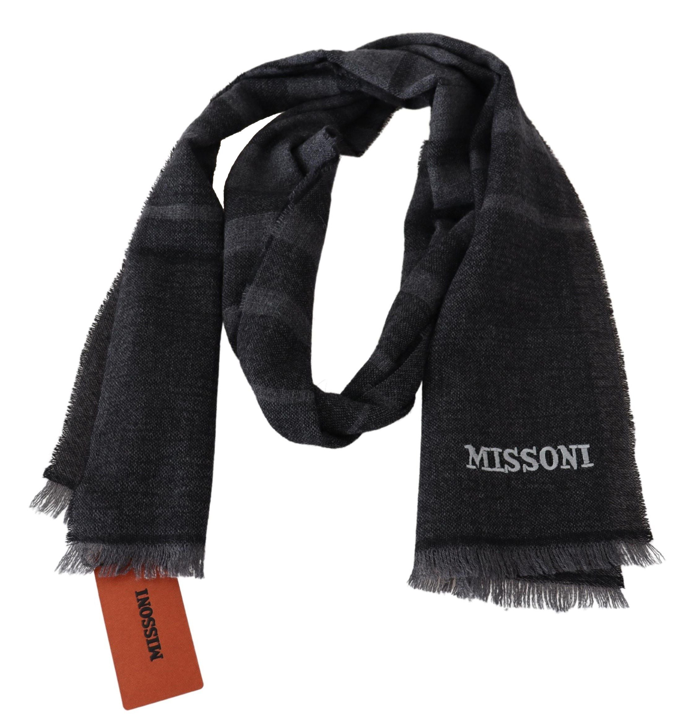Missoni Black Striped Unisex Wool Scarf