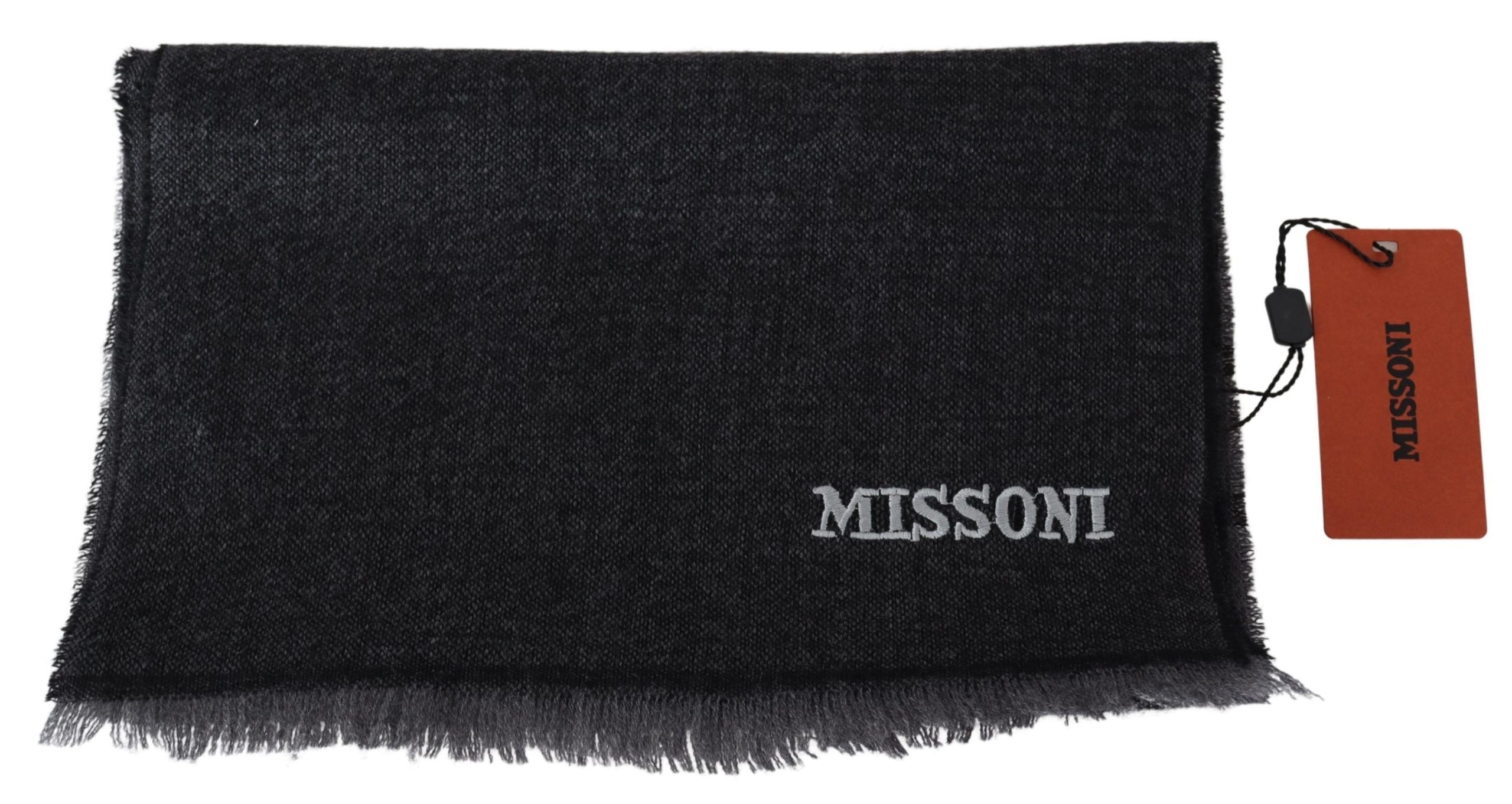 Missoni Black Striped Unisex Wool Scarf