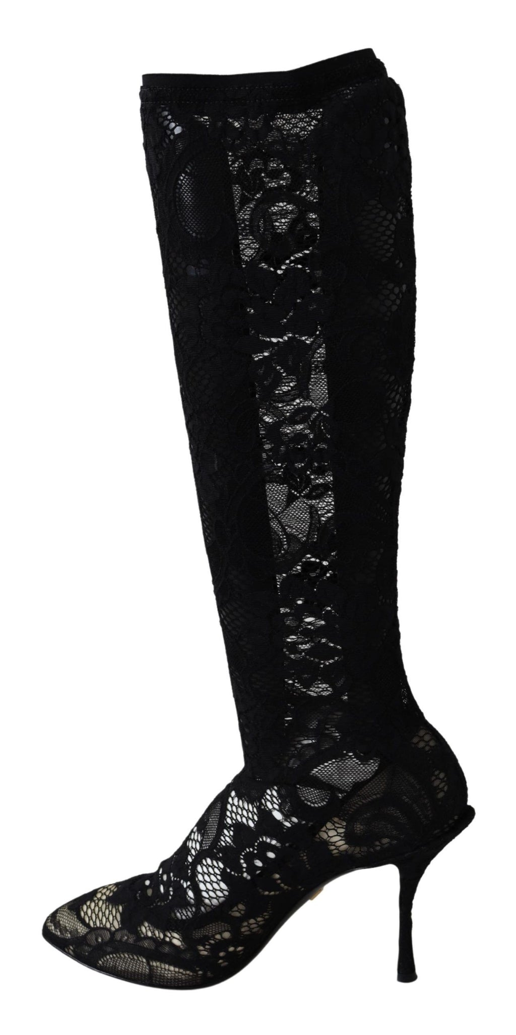 Dolce & Gabbana Black Taormina Lace Sock Boots Shoes Pumps
