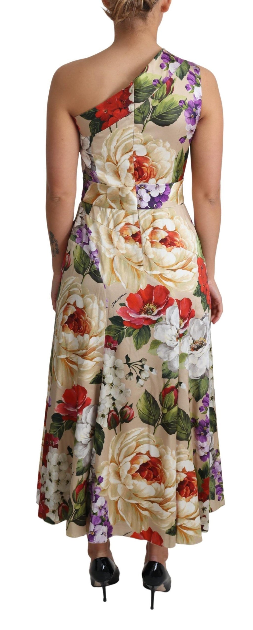 Dolce & Gabbana Print Seiden-Stretch-One-Shoulder-Kleid Floral