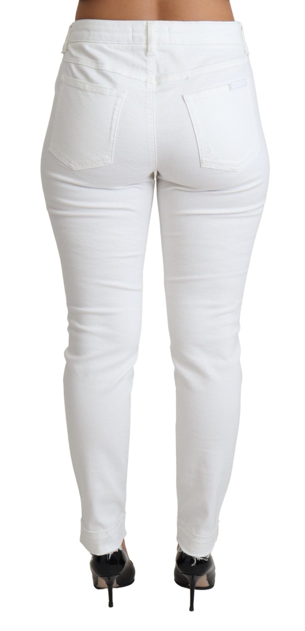 Dolce & Gabbana White Distressed Skinny Denim Cotton-Stretch Jeans