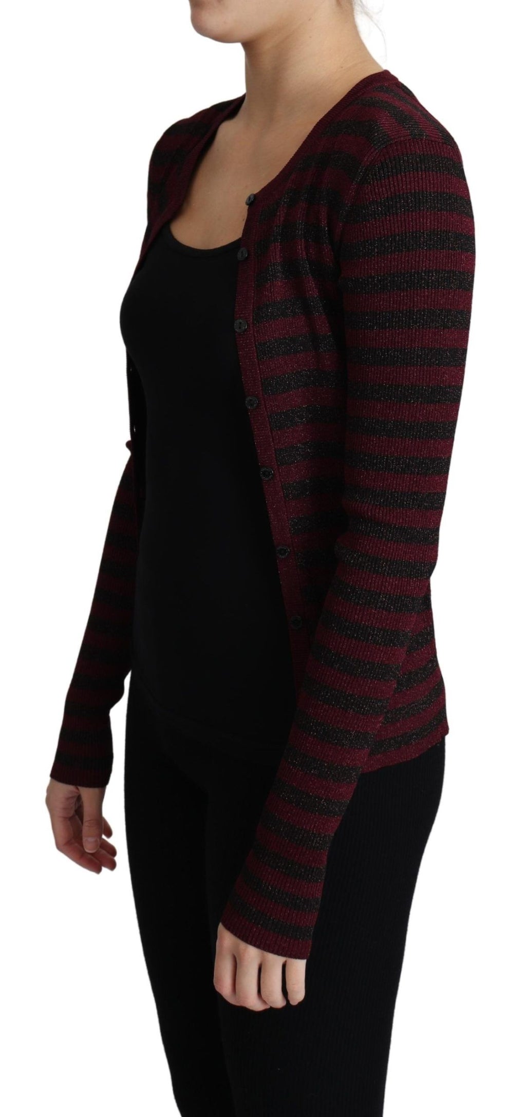 Dolce & Gabbana Schwarz-rot gestreifter Viskose-Strickpulli