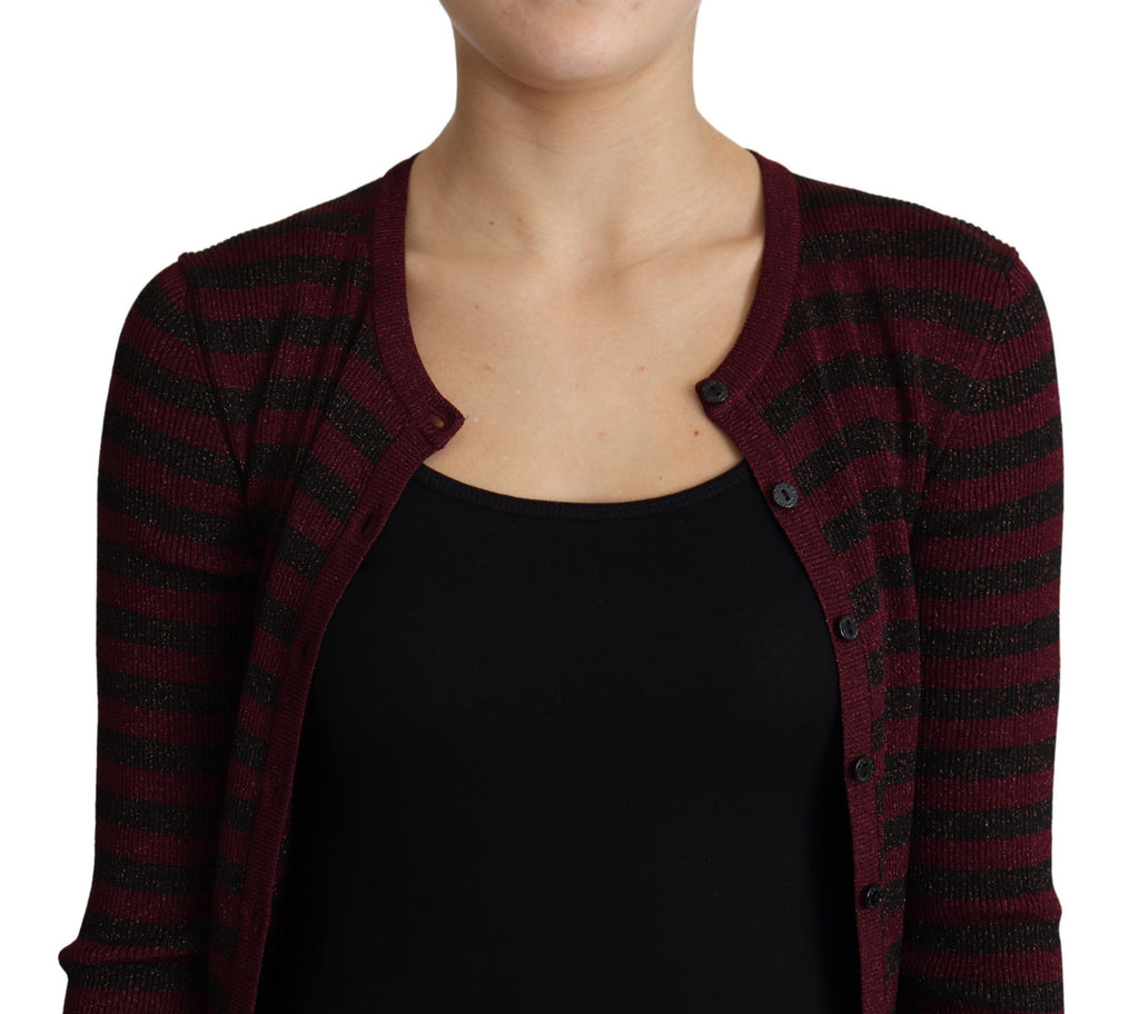 Dolce & Gabbana Schwarz-rot gestreifter Viskose-Strickpulli