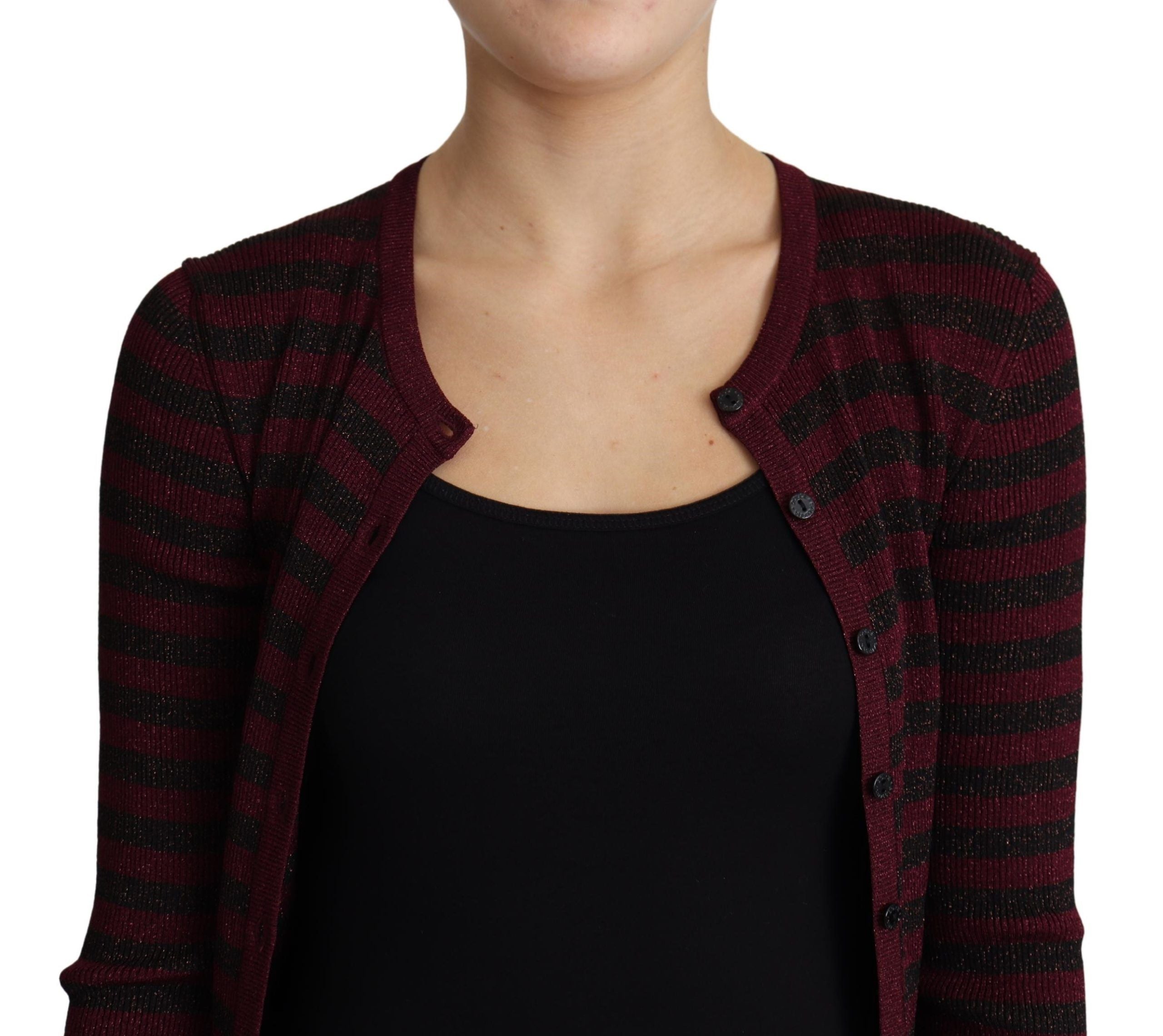 Dolce & Gabbana Schwarz-rot gestreifter Viskose-Strickpulli