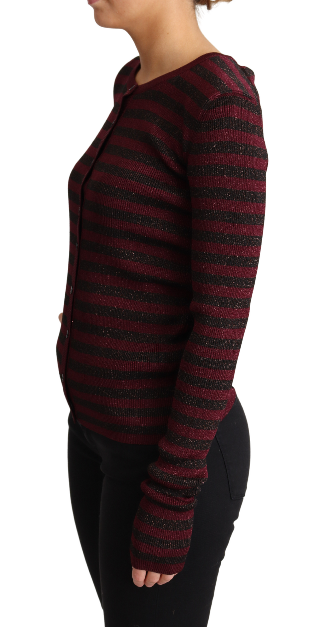 Dolce & Gabbana Schwarz-rot gestreifter Viskose-Strickpulli