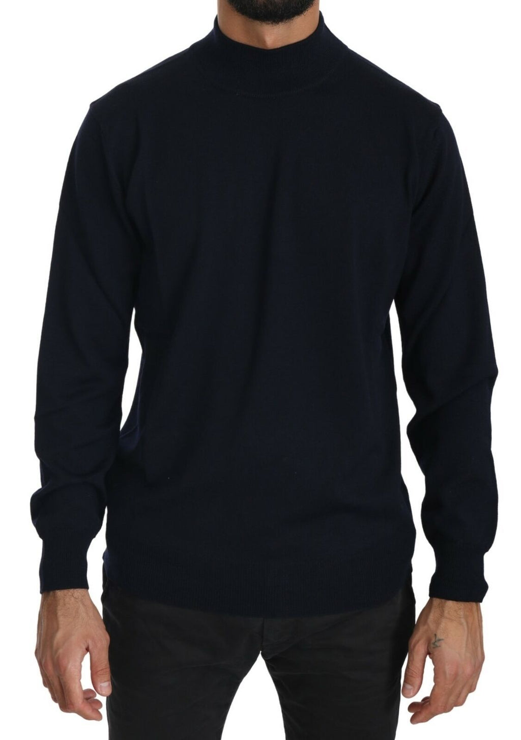 MILA SCHÖN Dark Blue Round Neck Sweater in 100% Wool