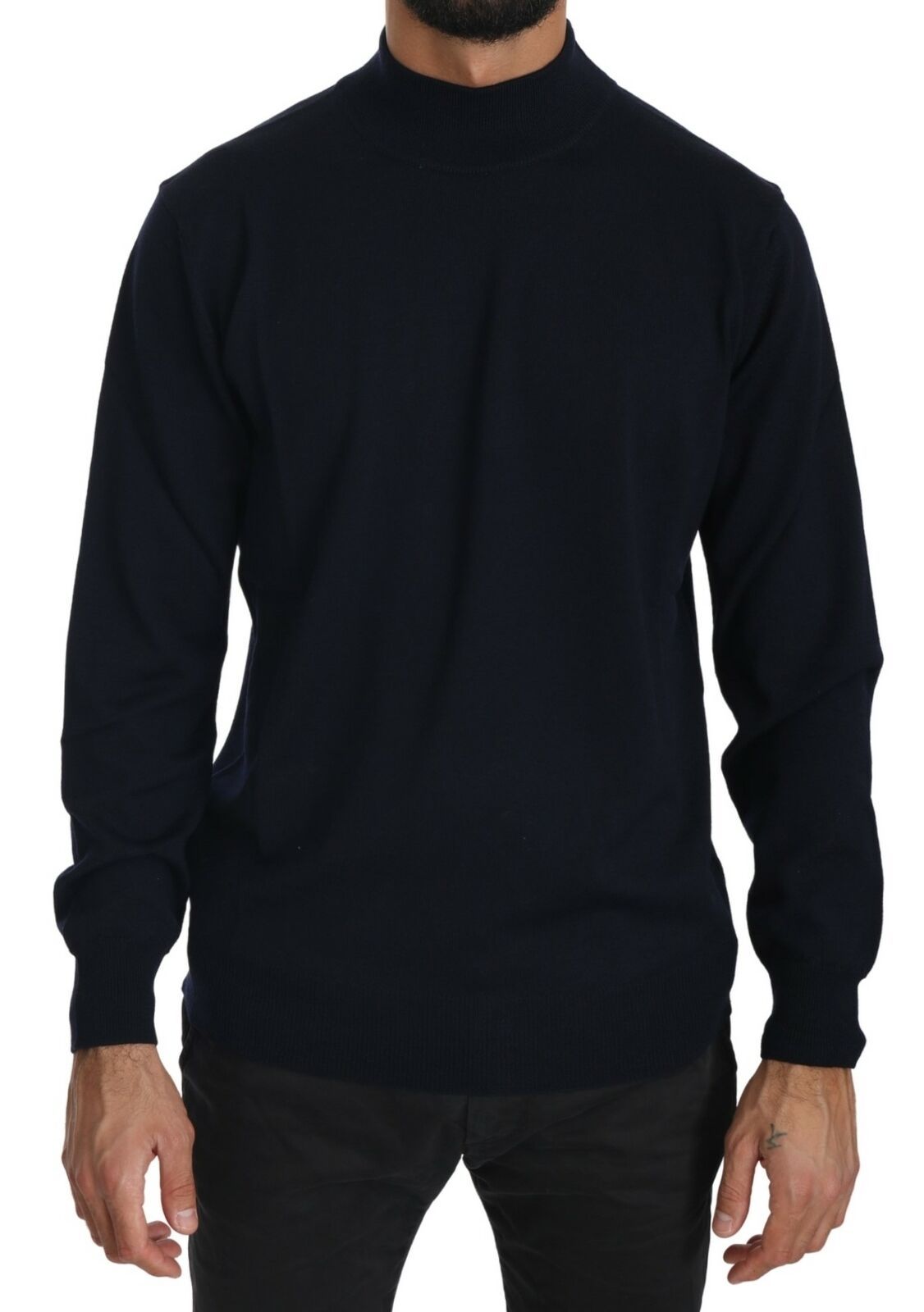 MILA SCHÖN Dark Blue Round Neck Sweater in 100% Wool