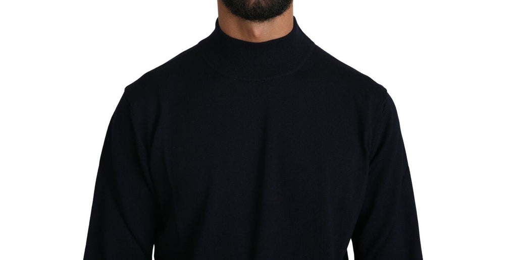 MILA SCHÖN Dark Blue Round Neck Sweater in 100% Wool