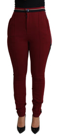 Dolce & Gabbana Rote DG Star gestreifte Skinny-Baumwollhose