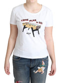 Moschino White Cotton T-Shirt Come Play 4 Us Print Tops