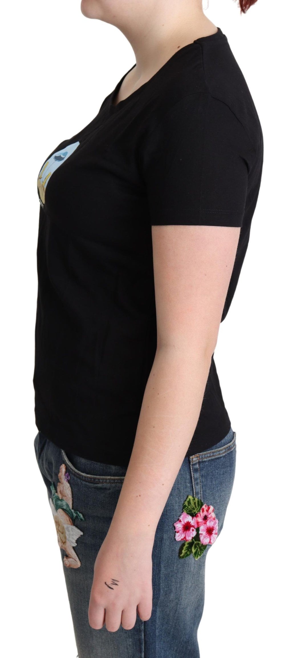 Moschino Black Printed Cotton Short-Sleeve T-Shirt