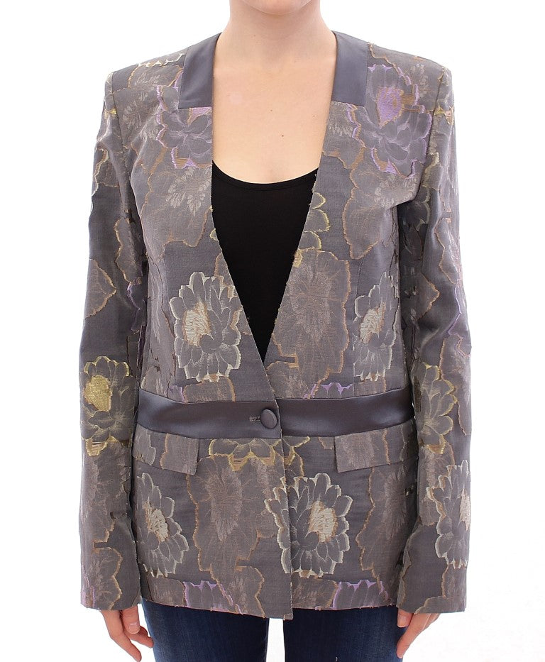 Roberto Fragata Multicolor Floral Silk and Cotton Blazer