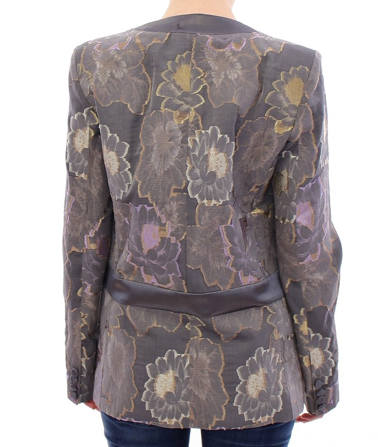 Roberto Fragata Multicolor Floral Silk and Cotton Blazer