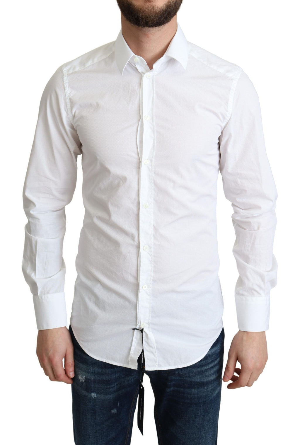 Dolce & Gabbana Men's White Cotton Long Sleeve Formal Shirt
