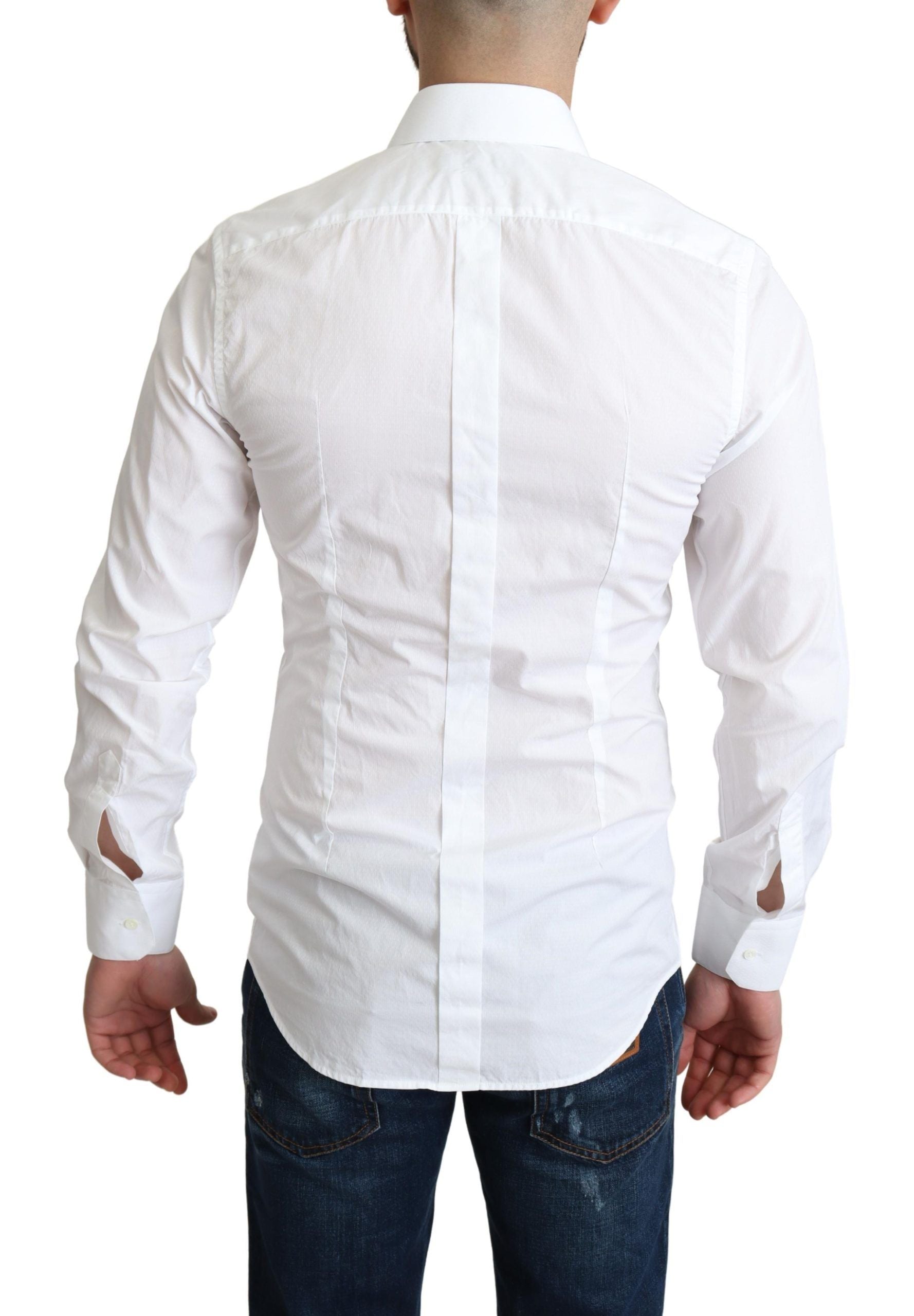 Dolce & Gabbana Men's White Cotton Long Sleeve Formal Shirt