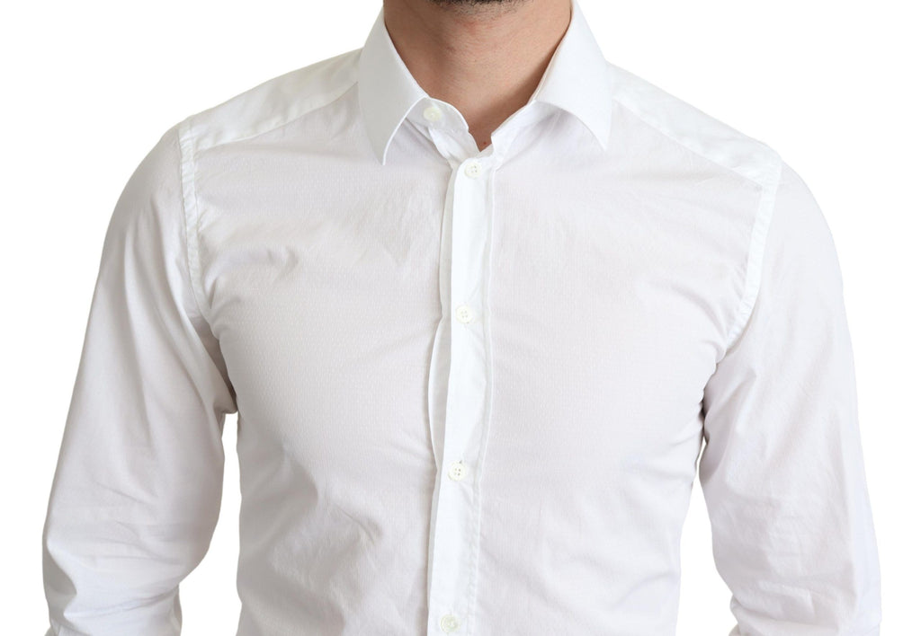 Dolce & Gabbana Men's White Cotton Long Sleeve Formal Shirt