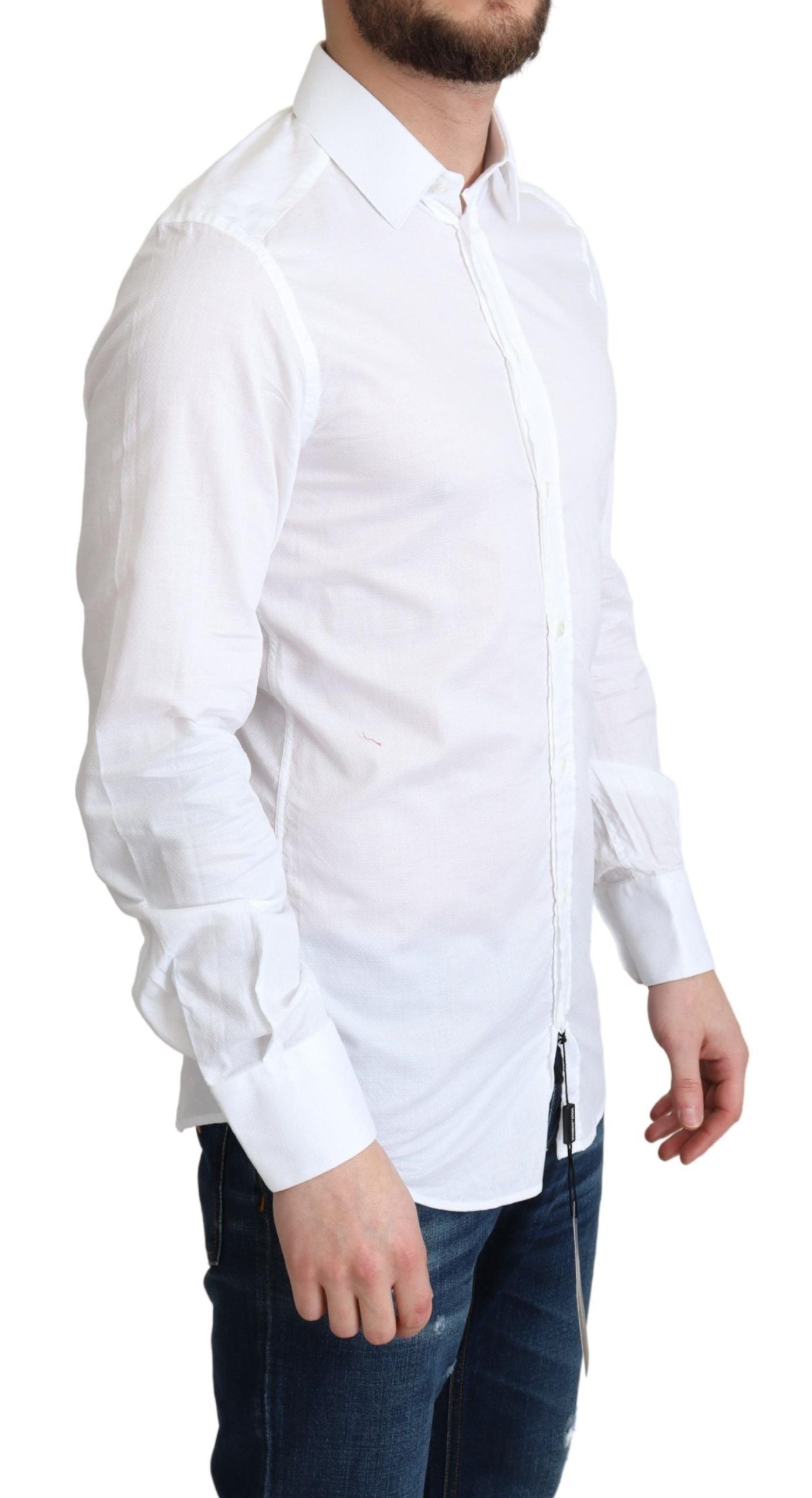 Dolce & Gabbana White Cotton Long-Sleeve Formal Shirt
