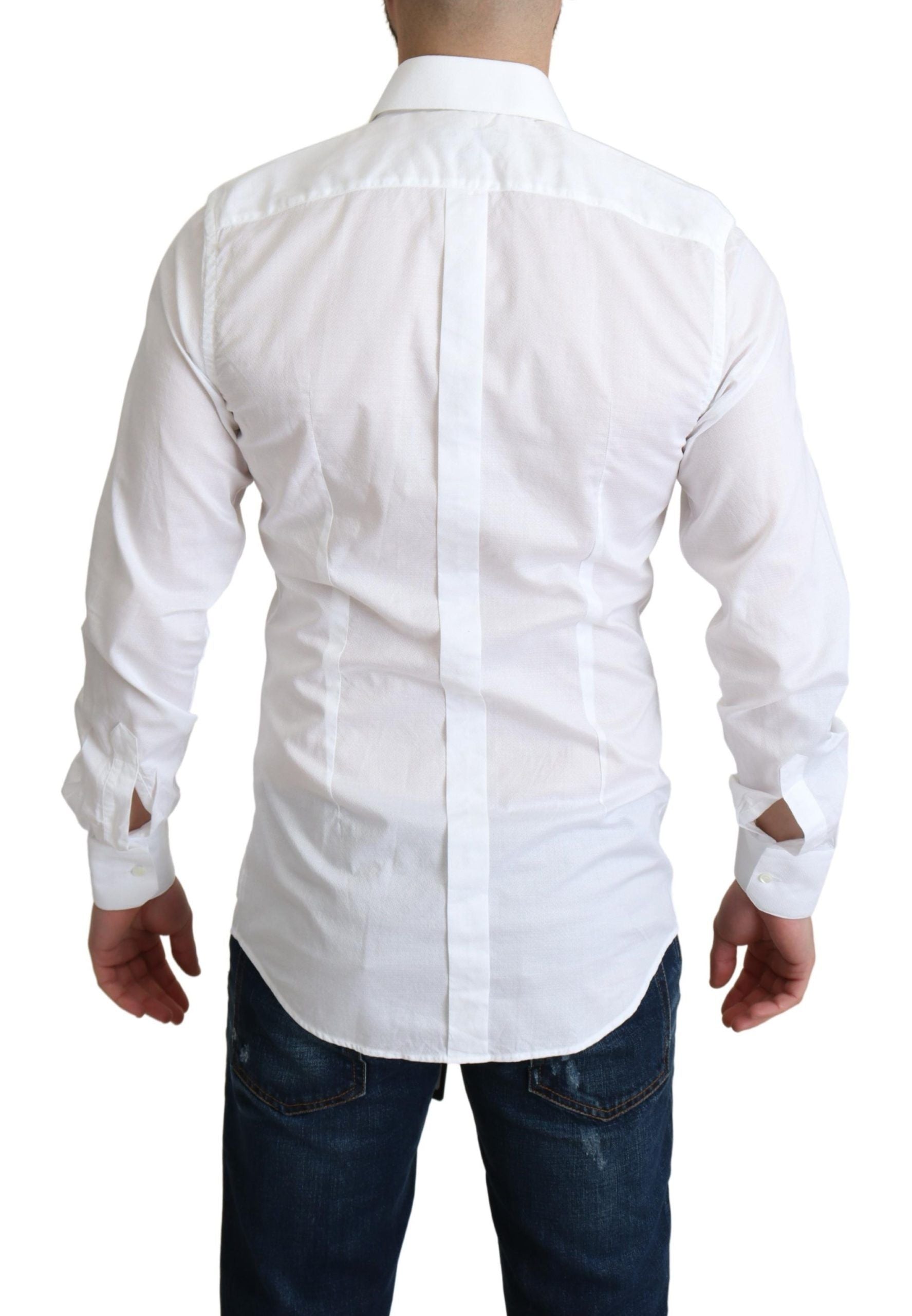 Dolce & Gabbana White Cotton Long-Sleeve Formal Shirt
