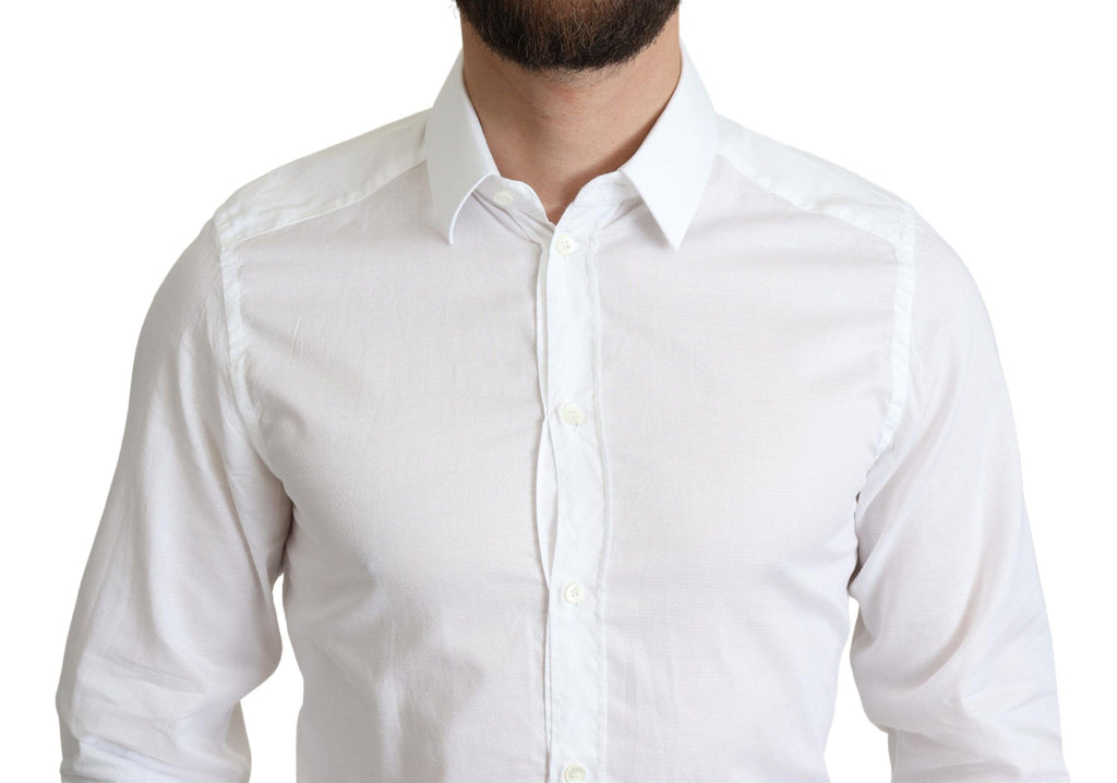 Dolce & Gabbana White Cotton Long-Sleeve Formal Shirt