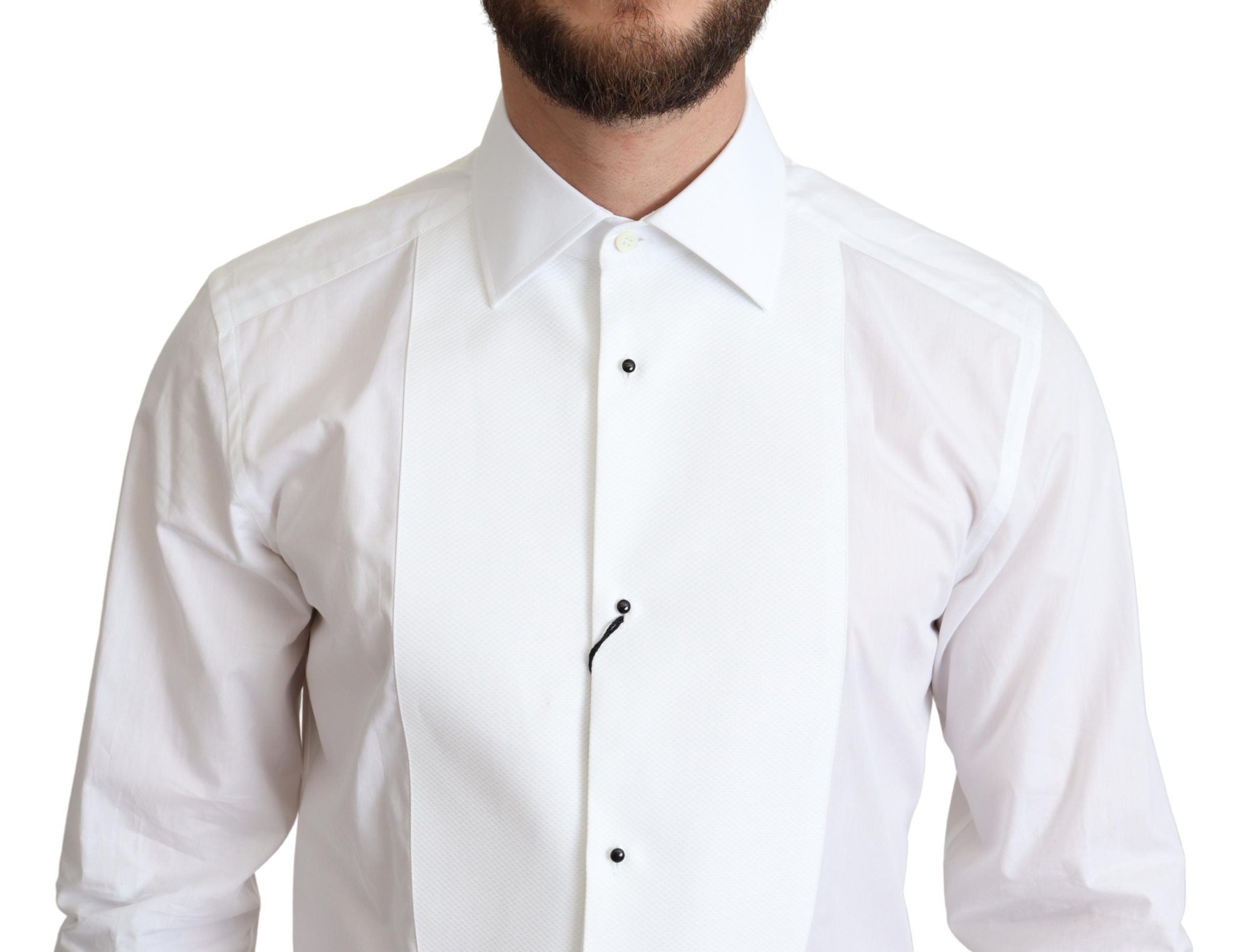 Dolce & Gabbana Weißes Latzhemd aus Baumwollpopeline für Herren mit formellem Charakter