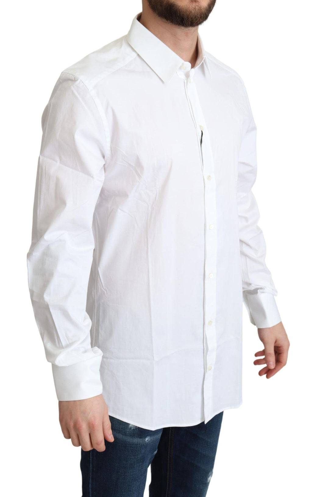 Dolce & Gabbana Men's White Cotton Stretch Formal Shirt