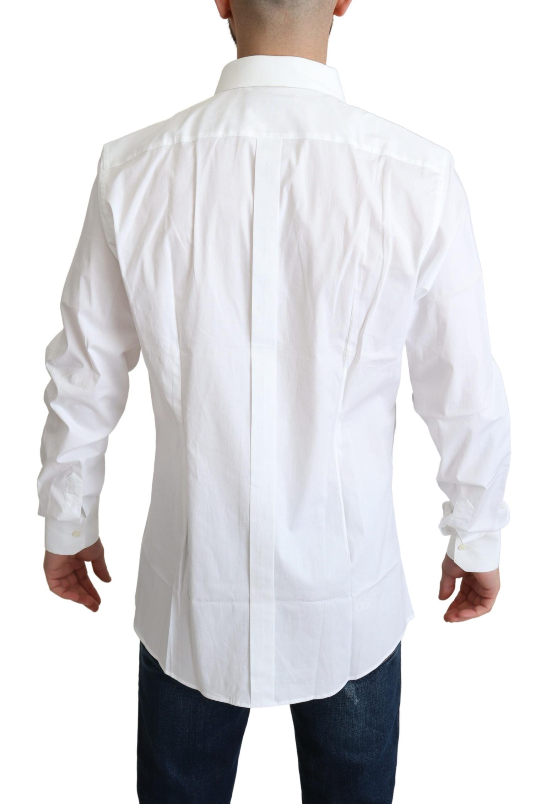 Dolce & Gabbana Men's White Cotton Stretch Formal Shirt