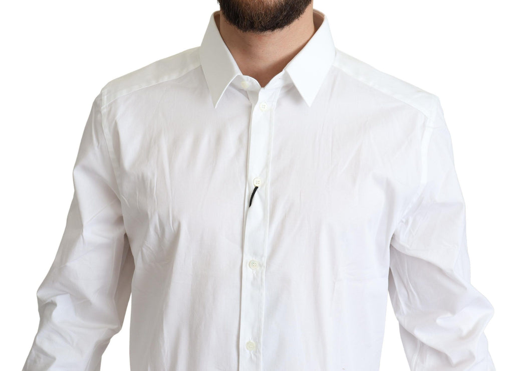 Dolce & Gabbana Men's White Cotton Stretch Formal Shirt
