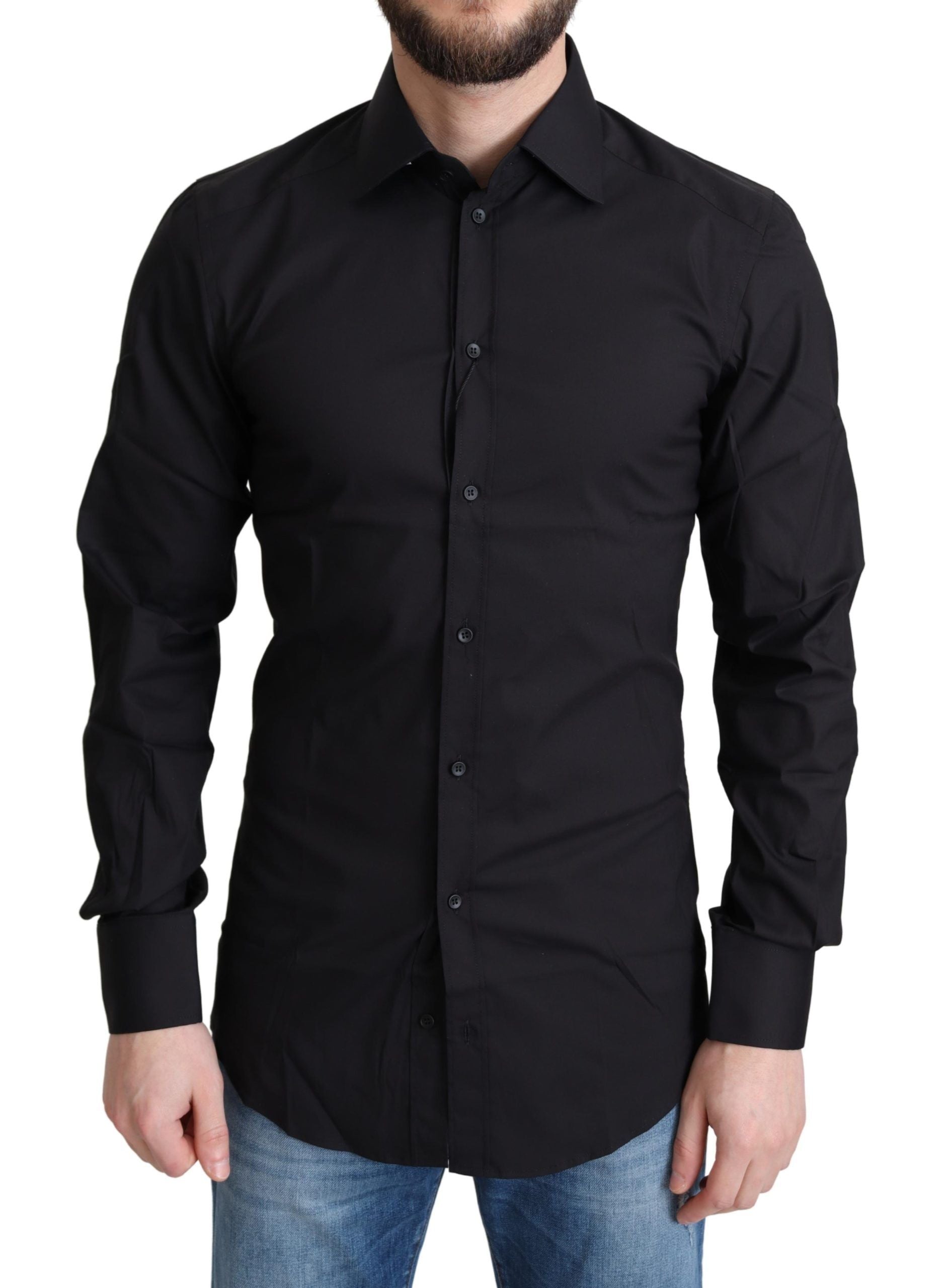 Dolce & Gabbana Schwarzes formelles Hemd aus Baumwollmischung
