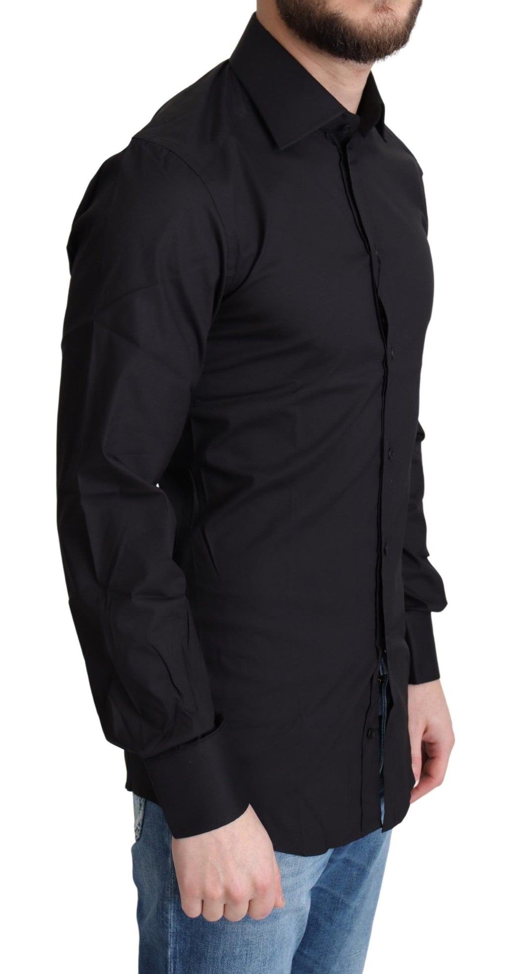 Dolce & Gabbana Schwarzes formelles Hemd aus Baumwollmischung