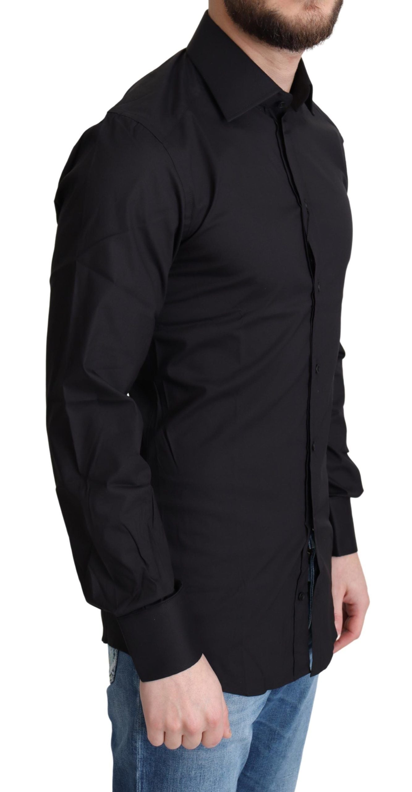 Dolce & Gabbana Schwarzes formelles Hemd aus Baumwollmischung