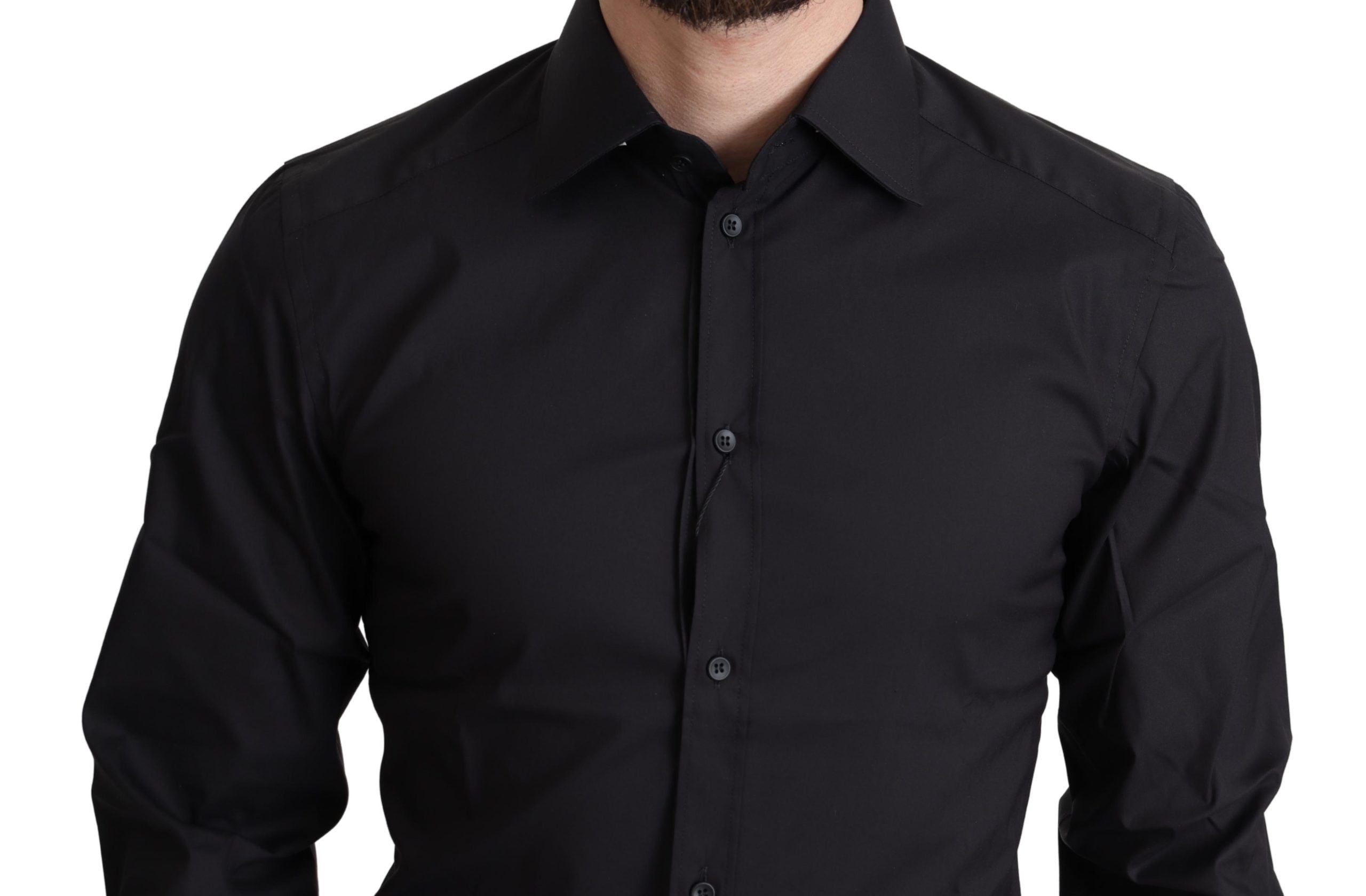 Dolce & Gabbana Schwarzes formelles Hemd aus Baumwollmischung