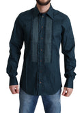 Dolce & Gabbana Blue Cotton Button-Up Formal Shirt