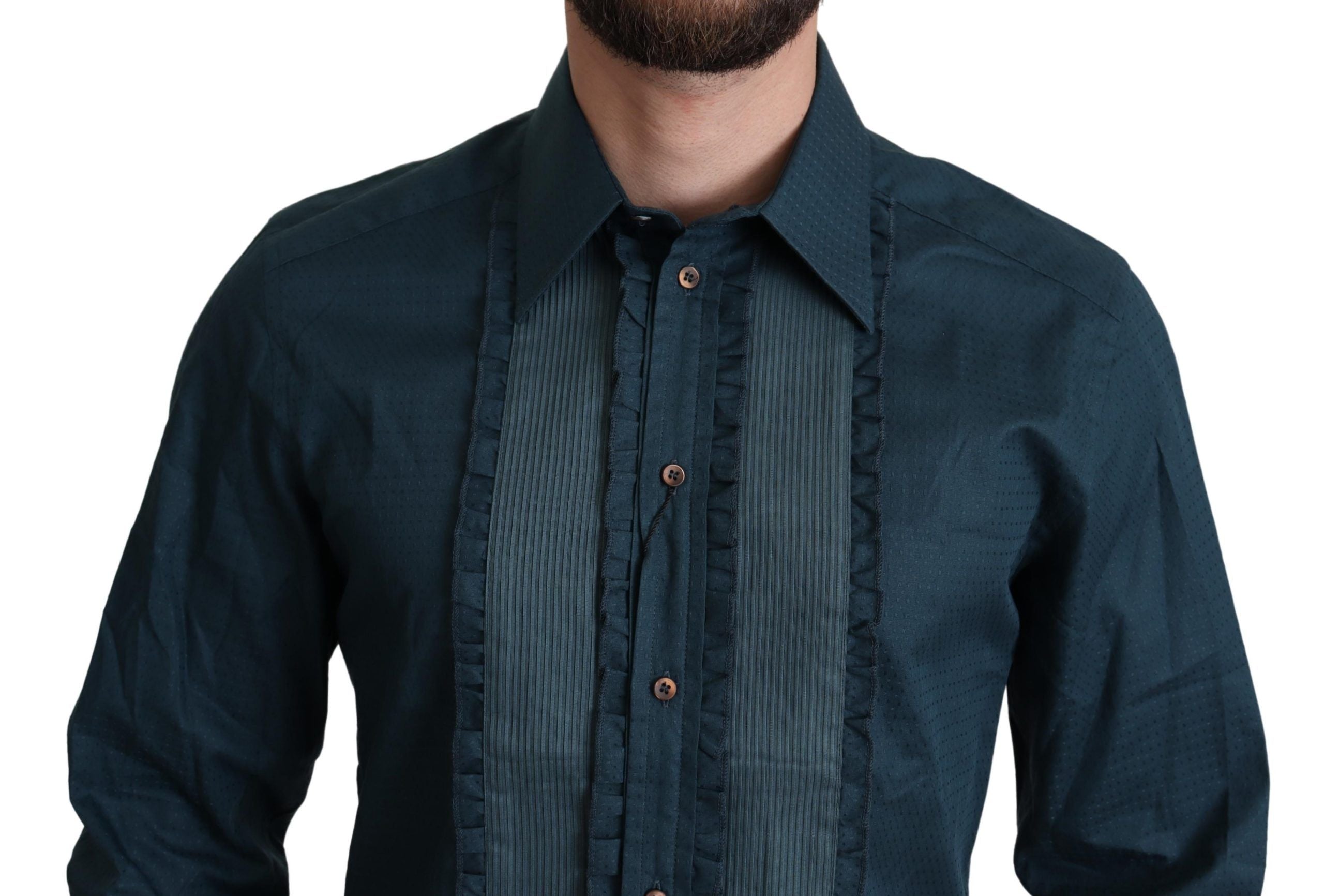 Dolce & Gabbana Blue Cotton Button-Up Formal Shirt