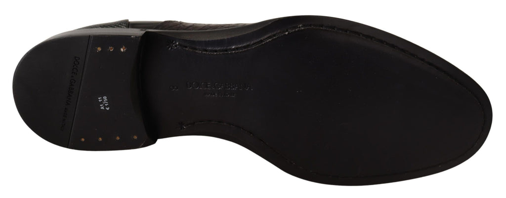 Dolce & Gabbana Schwarzes Leder Exotische Felle Formelle Schuhe