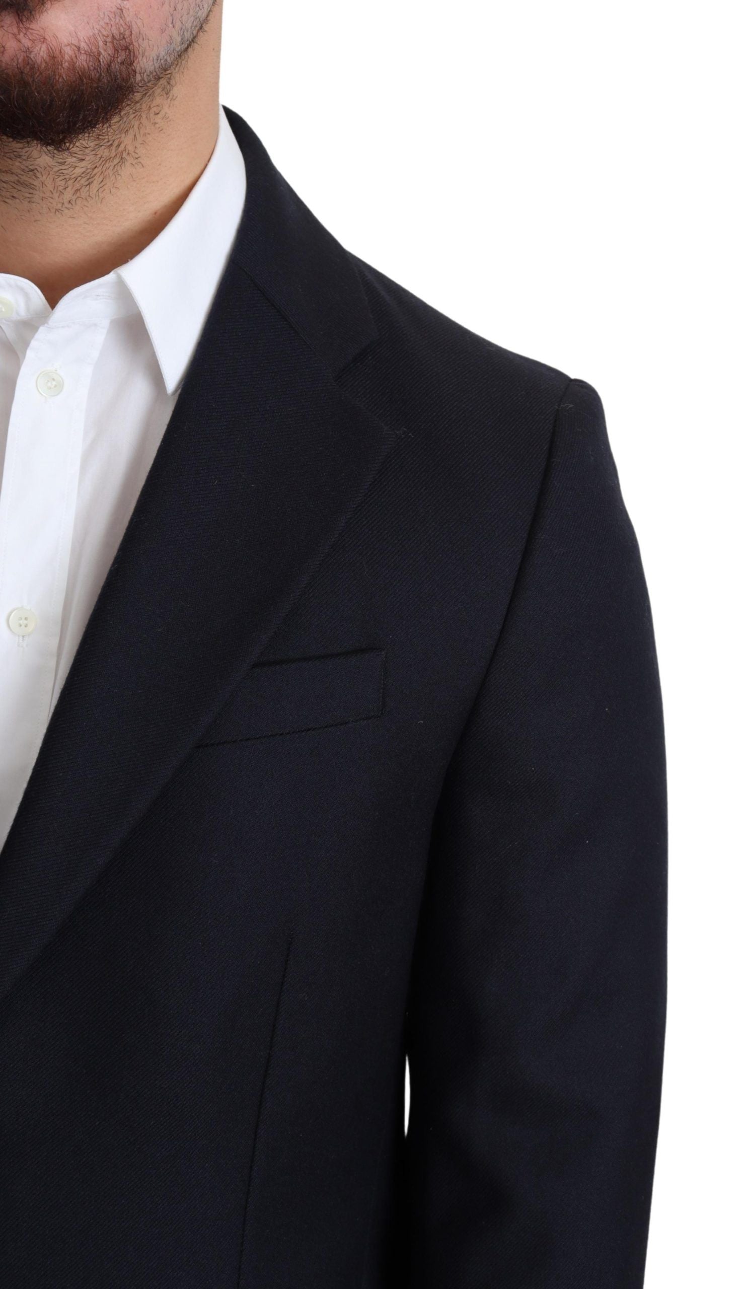 Dolce & Gabbana Dunkelblauer Wollmantel einreihig Jacke