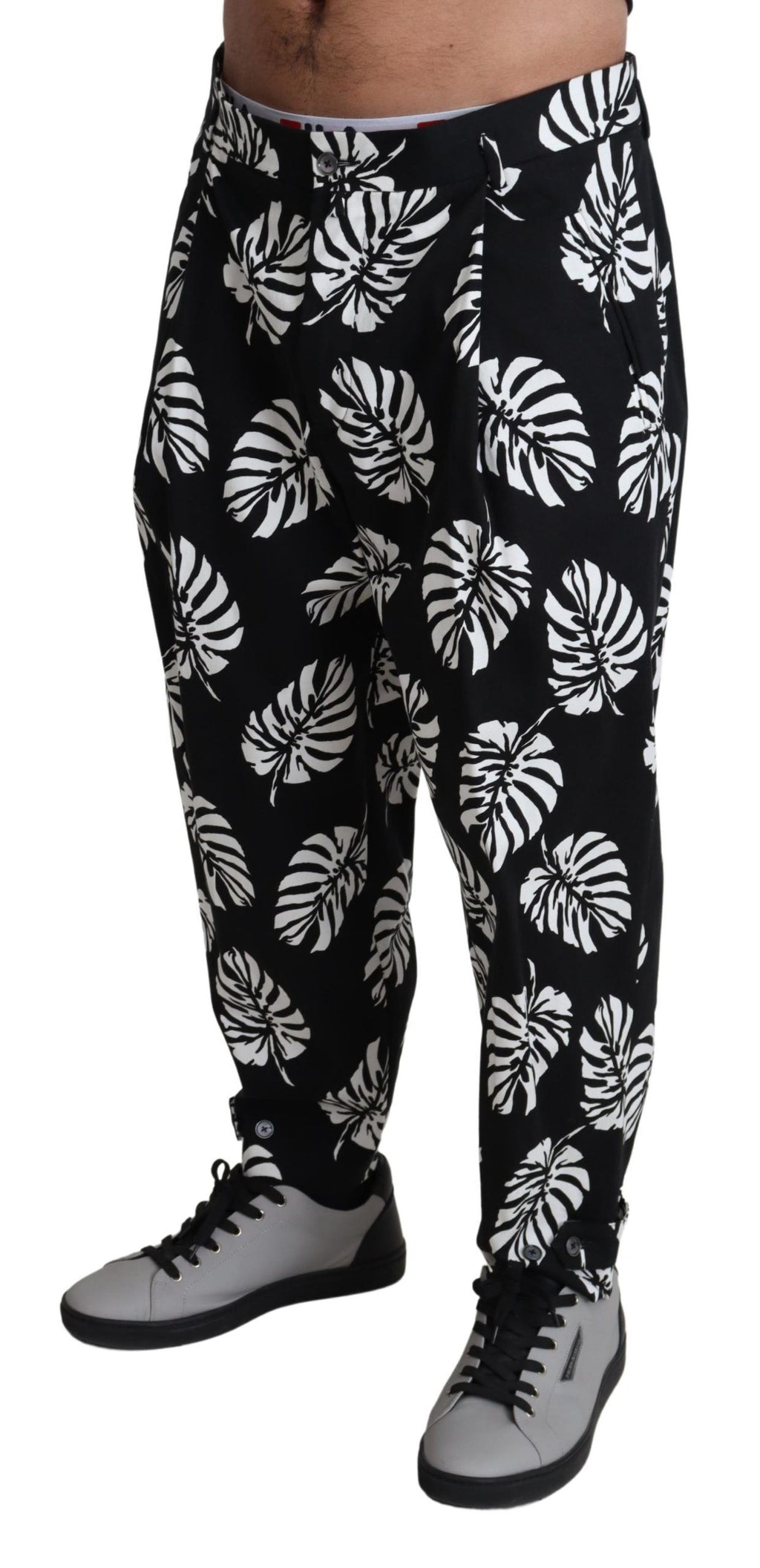 Dolce & Gabbana Schwarzes Blatt Baumwoll-Stretch-Hose Hose Hose