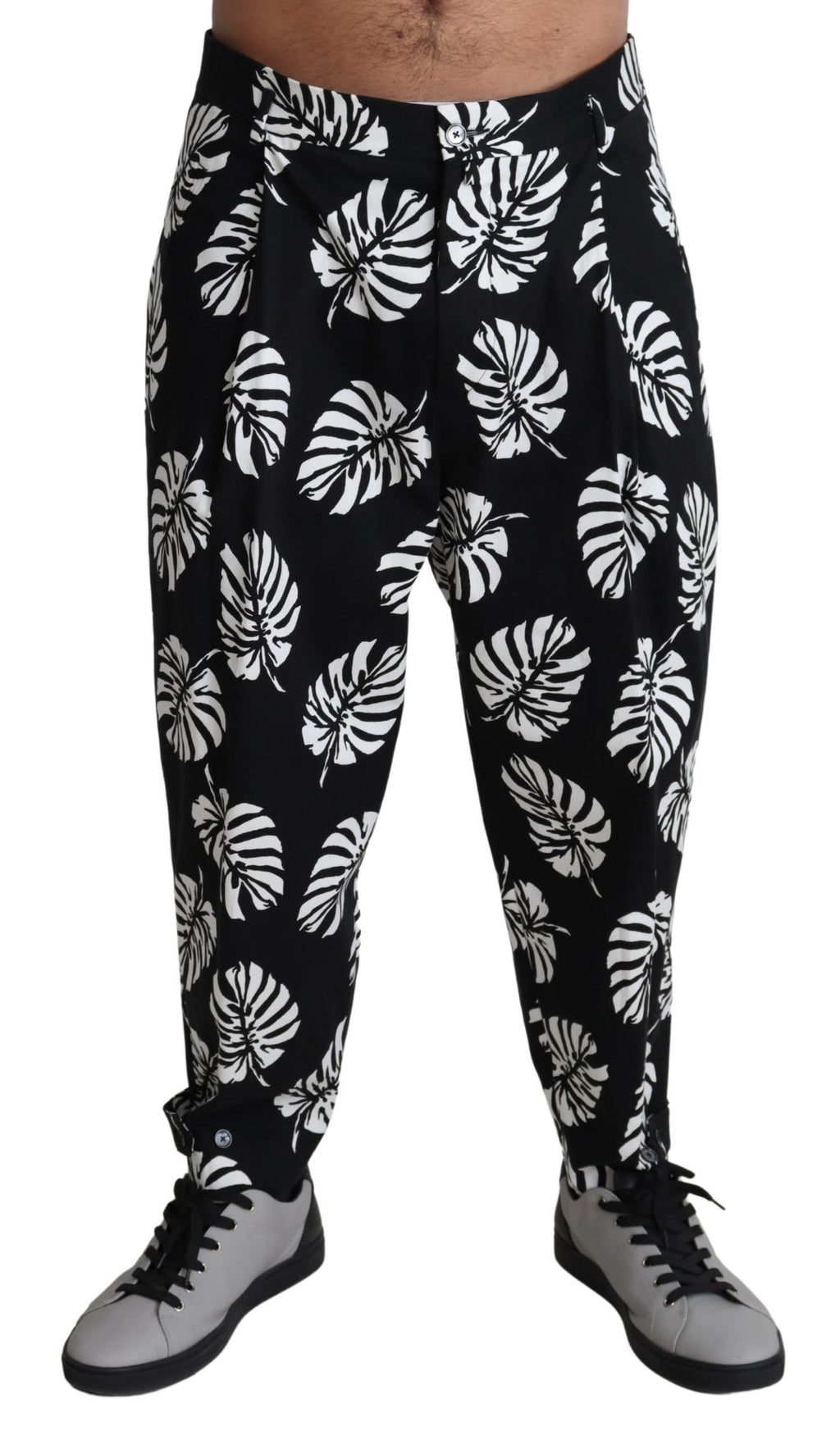Dolce & Gabbana Schwarzes Blatt Baumwoll-Stretch-Hose Hose Hose