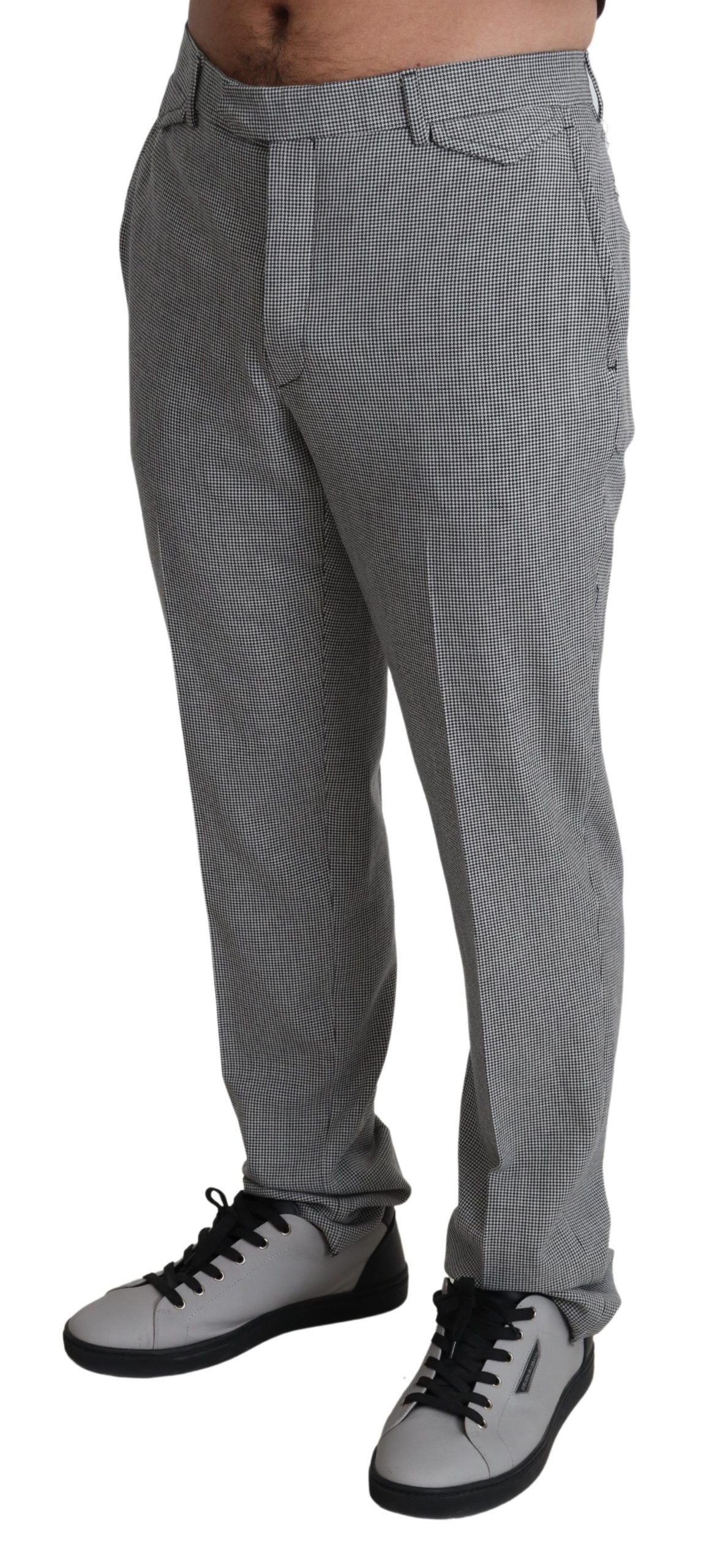BENCIVENGA Graue Wolle kariert Kleid Männer formale Hose Hose