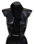 Missoni Black 100% Wool Unisex Neck Wrap Fringe Logo Scarf