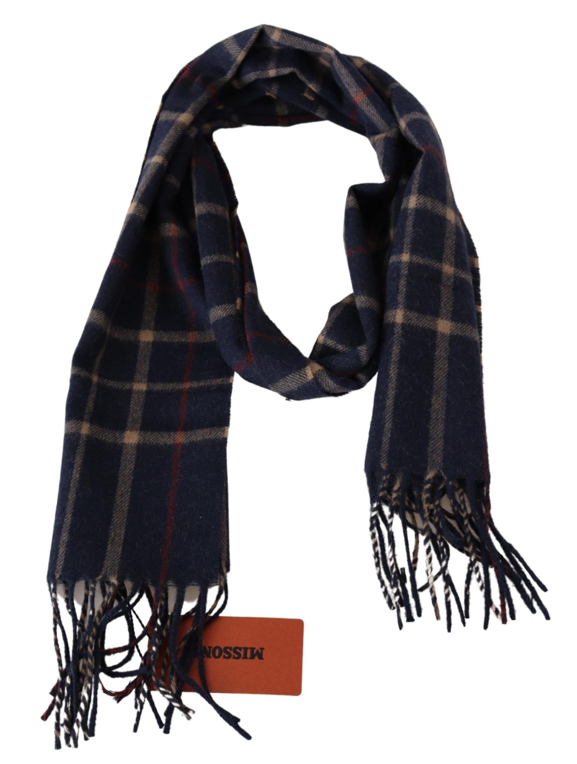 Missoni Black Plaid Unisex Neck Wrap Scarf with Fringes