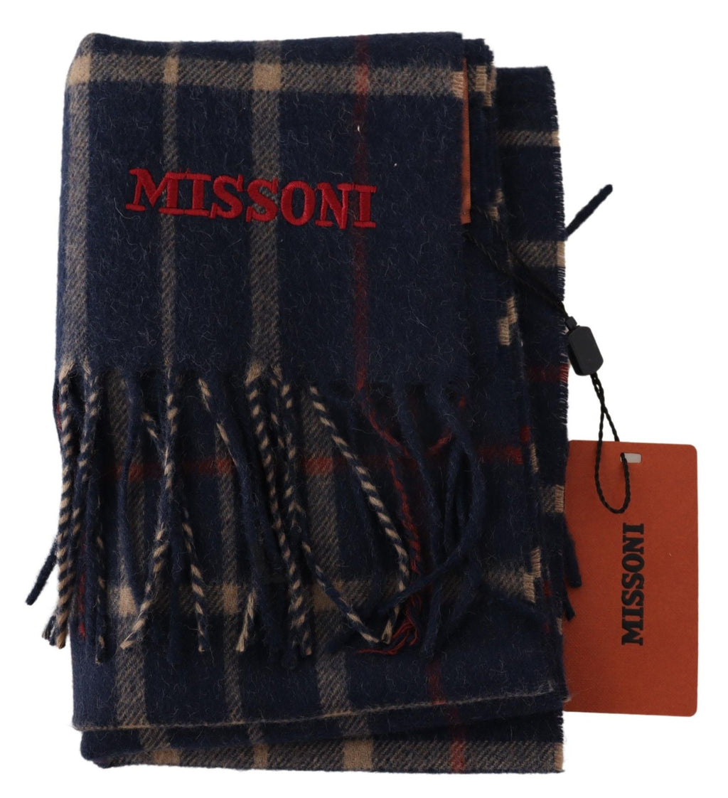 Missoni Black Plaid Unisex Neck Wrap Scarf with Fringes
