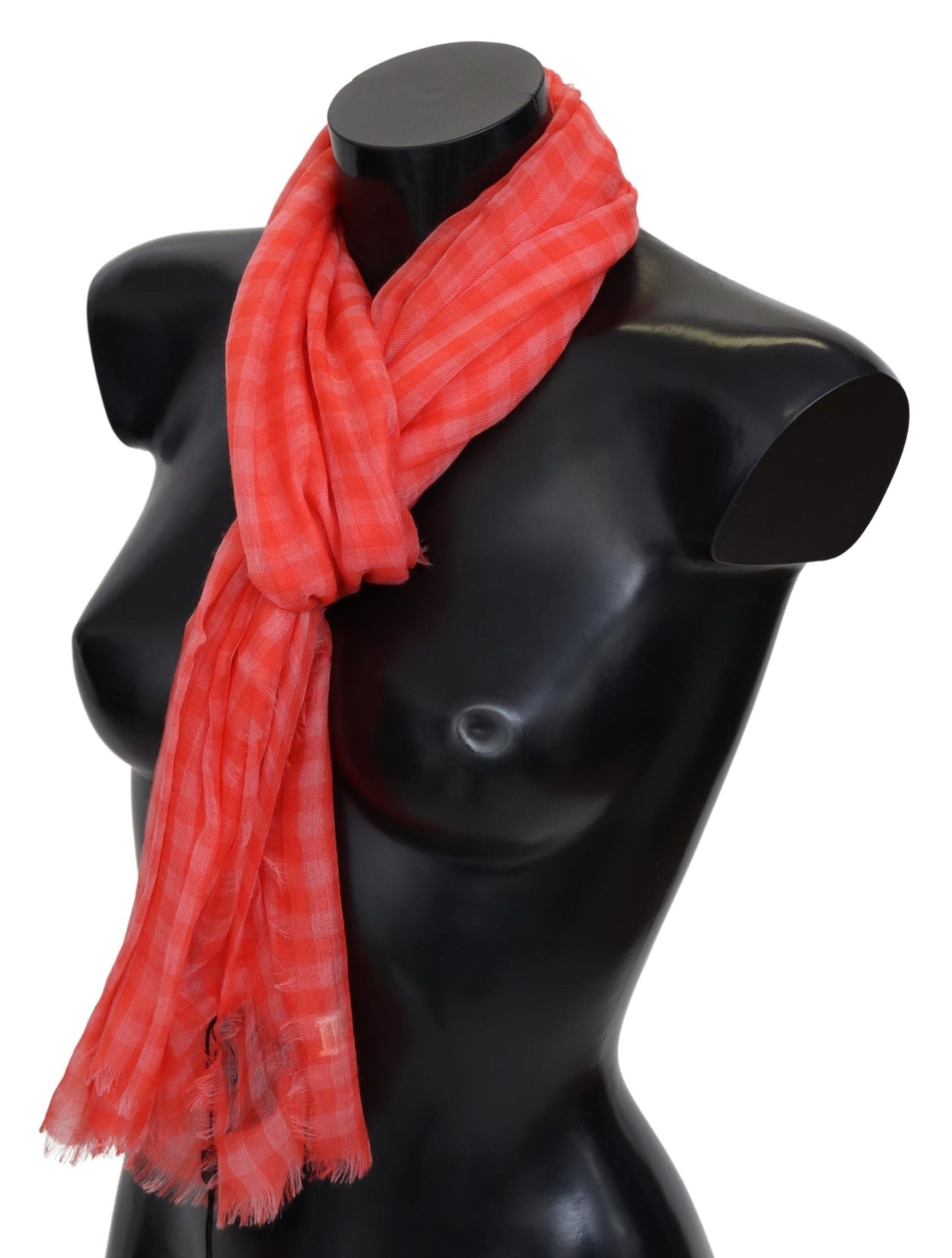 Missoni Orange Plaid Cashmere Unisex Shawl with Fringe