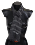 Missoni Grauer gestreifter Wollschal Unisex Halswickel Fransenschal