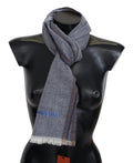 Missoni Grauer gestreifter Wollschal Unisex Halswickel Fransenschal
