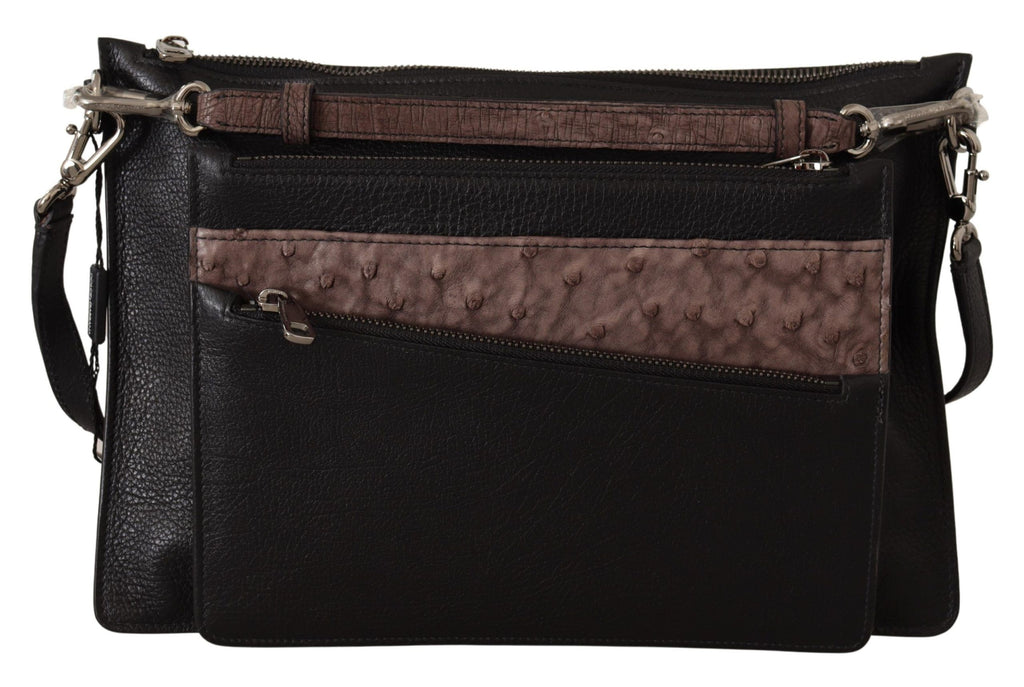 Dolce & Gabbana Black Exotic Leather Shoulder Strap Alta Sartoria Bag