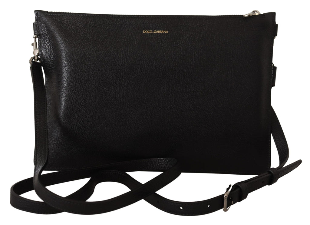 Dolce & Gabbana Black Exotic Leather Shoulder Strap Alta Sartoria Bag